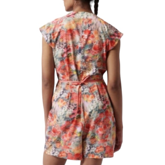 ATHLETA Marlow V-Neck Romper Renewed Bloom Floral Pockets Cap Sleeve sz XXS NWT - Picture 5 of 5
